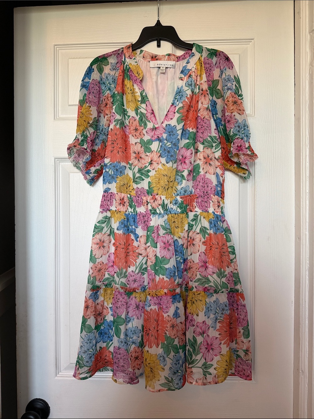 Adelyn Rae Multicolor Floral V-Neck Mini Dress